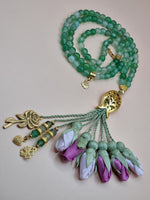 RAMADAN COLLECTION  Agate Natural Stones/Pink Tulips with GOLD accents [عقيق]