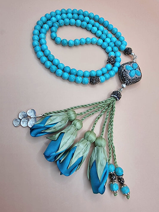 RAMADAN COLLECTION - LIMITED EDITION - Turquoise Natural Stones/ Turquoise Tulips [ فيروز]