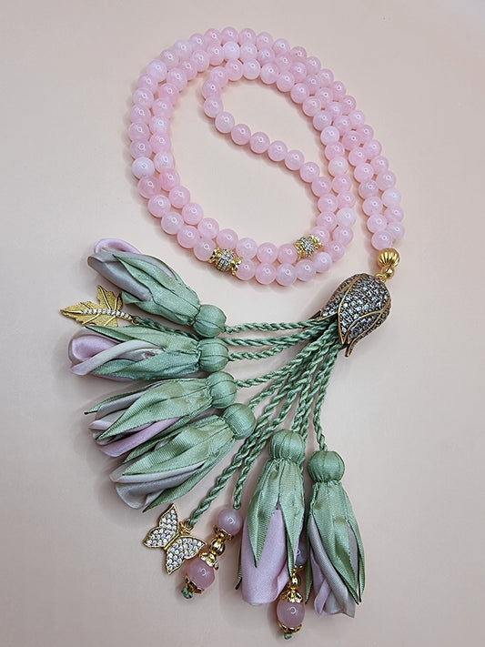 NEW - RAMADAN COLLECTION - Jade Natural Stones/ Ombre Dusky Pink Tulips [اليشم]
