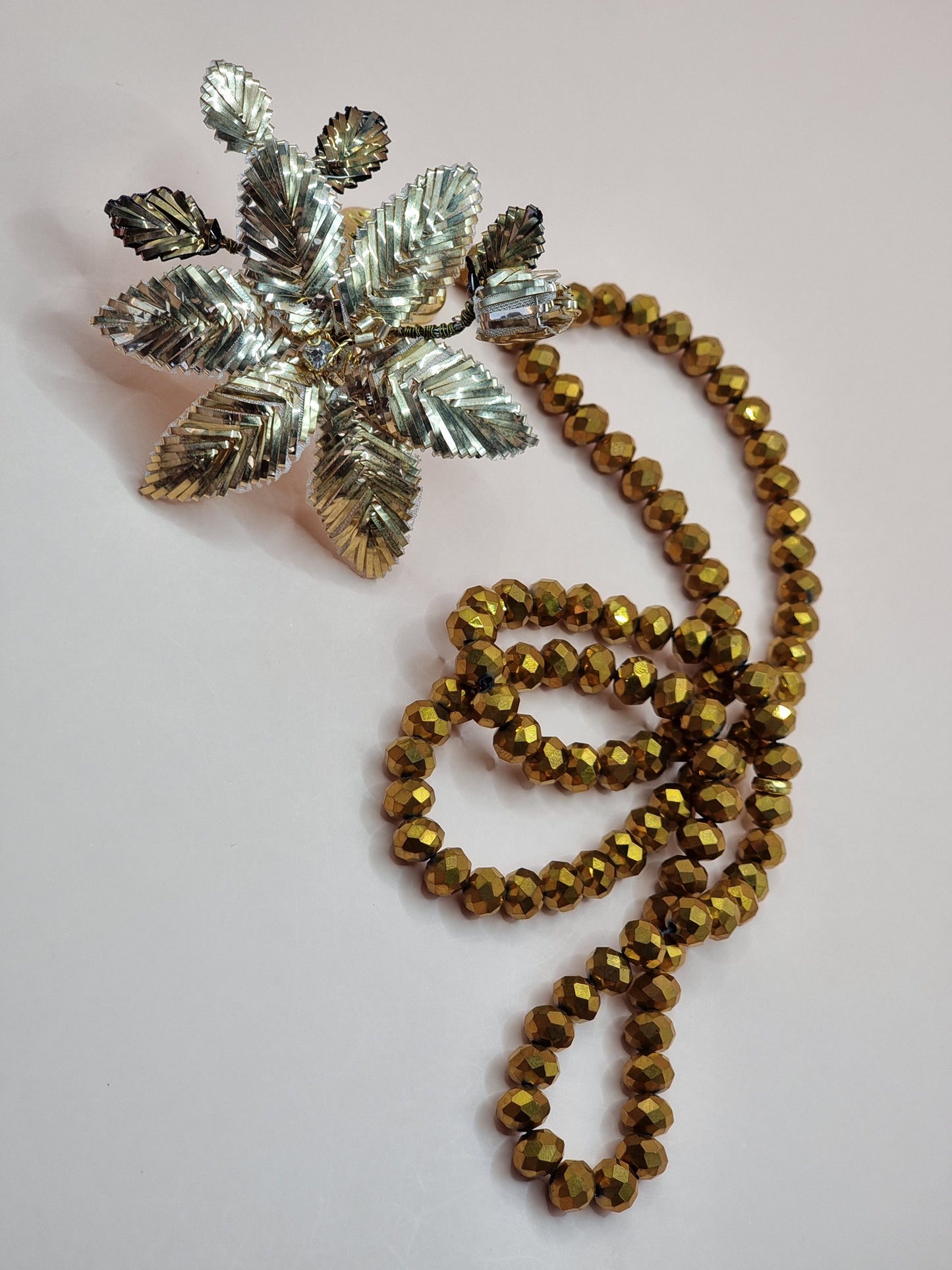 NEW RAMADAN SPECIAL - Crystal Beads/ Metallic Wire Wrapped Handmade Flower