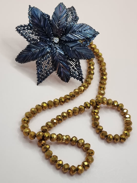 NEW RAMADAN SPECIAL - Crystal Beads/ Metallic Wire Wrapped Handmade Flower