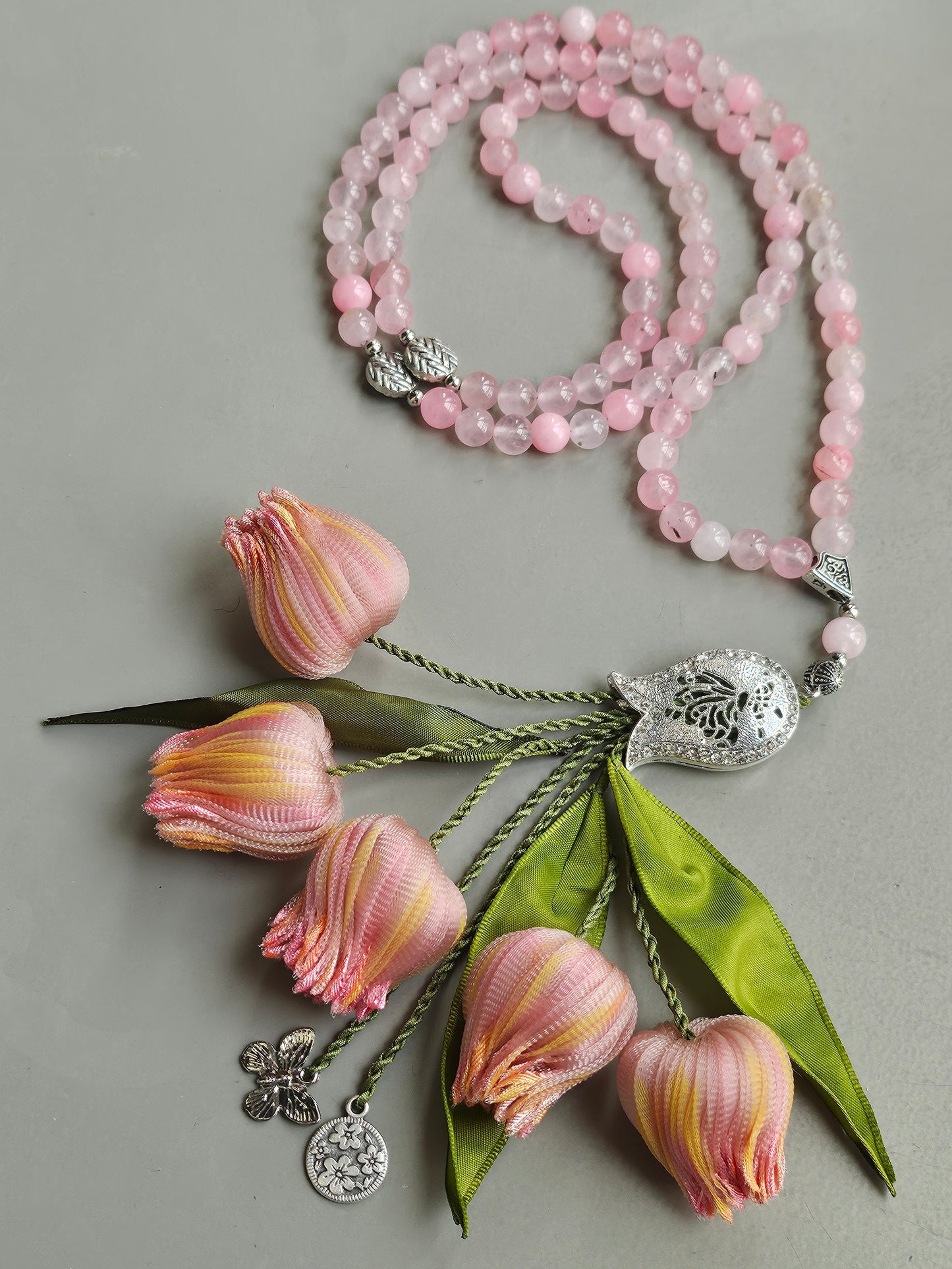 LIMITED EDITION - Jade Natural Stones/ Multicolored  Unique Flowers [اليشم]