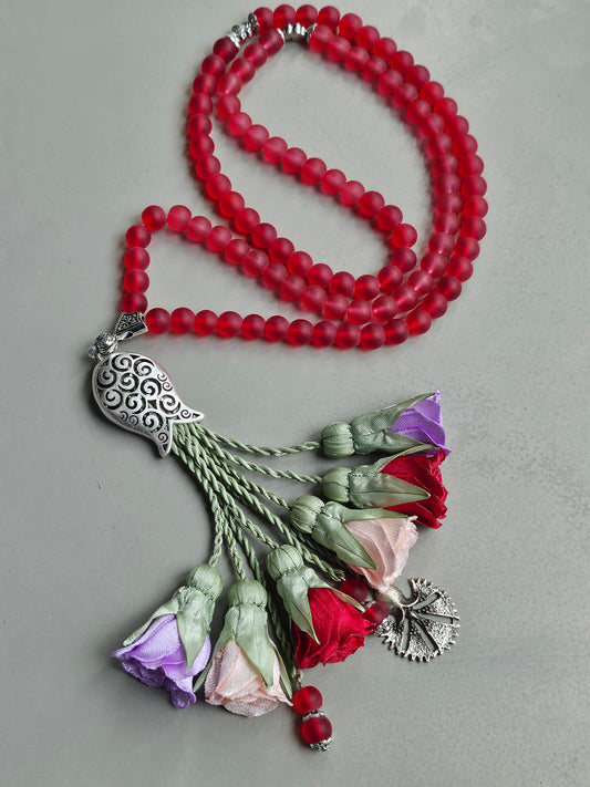 Glass Beads / Multicolored Flowers