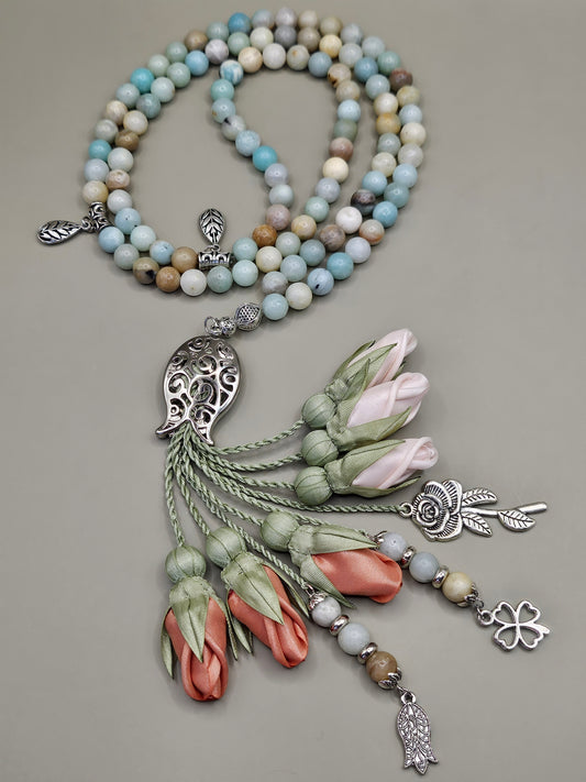 Amazonite Natural Stones/ Shades of Peach Tulips [الأمازونيت]