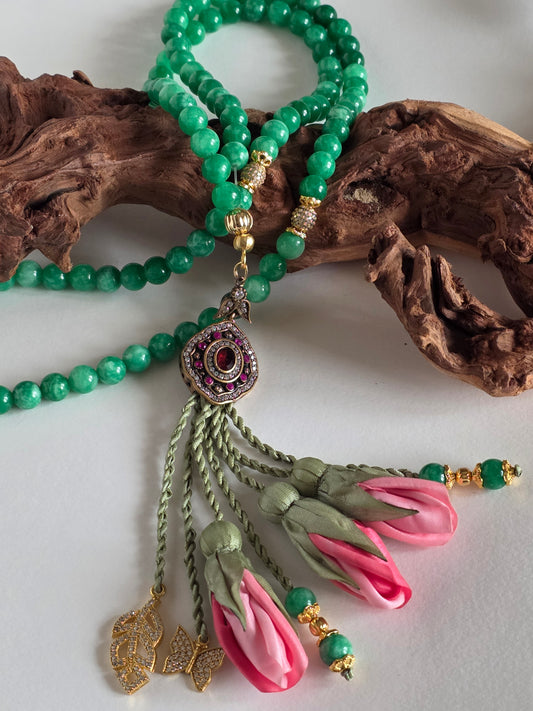 Jade Natural Stones/ Ombre Pink Tulips [اليشم]