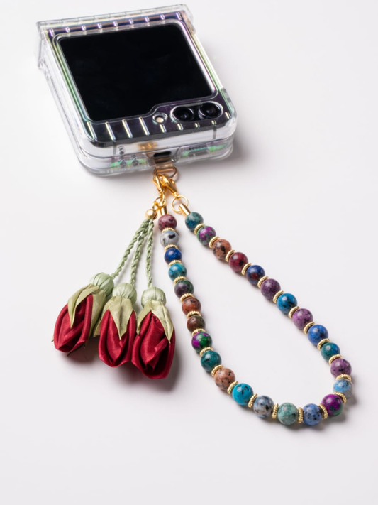 NEW - Artisan Floral Beaded Phone Charm