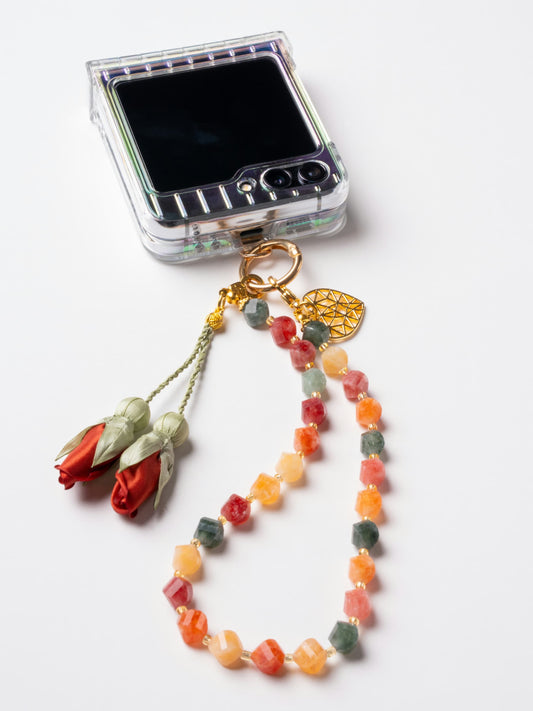 NEW - Artisan Floral Beaded Phone Charm
