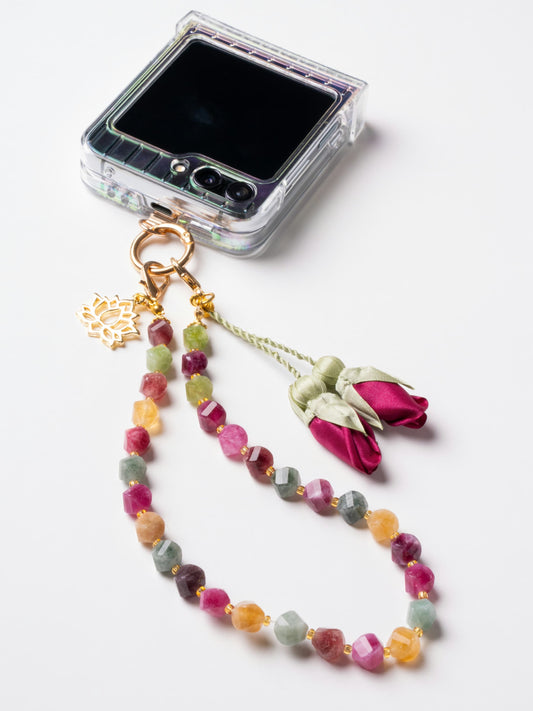 NEW - Artisan Floral Beaded Phone Charm