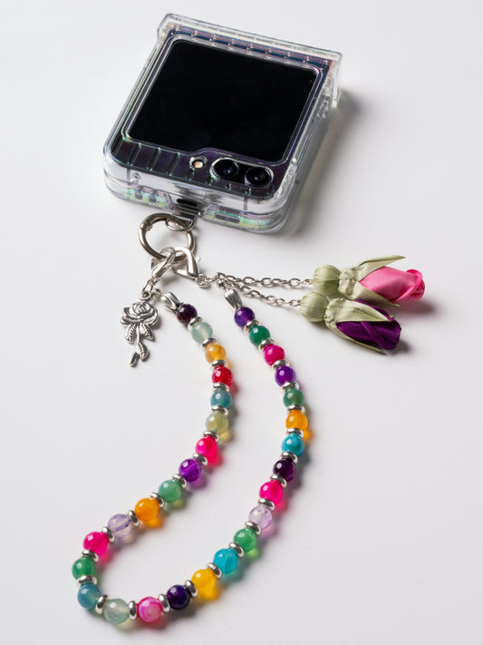 NEW - Artisan Floral Beaded Phone Charm