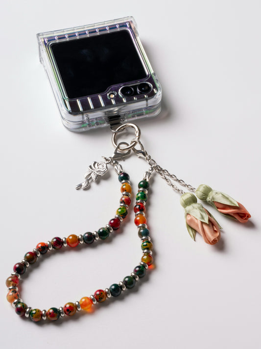 NEW - Artisan Floral Beaded Phone Charm