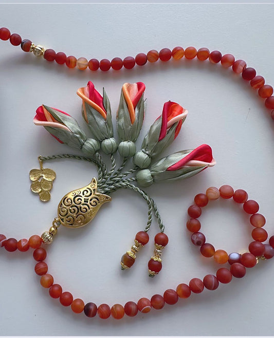 PRE-ORDER طلب مسبق - Agate Natural Stones/ Ombre Tulips [عقيق] سيتم شحن الطلب بتاريخ ٣/٣ باذن الله .... تنويه: قد تختلف ألوان أو بعض اكسسوارات المنتج قليلاً عن الصور المعروضة وذلك حسب توفرها