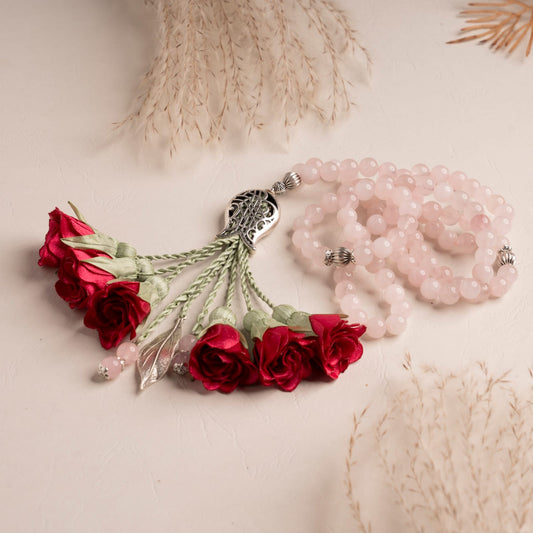 Natural Stones / Dark Fuchsia Flowers