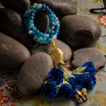 Natural Stones / Dark Blue Flowers