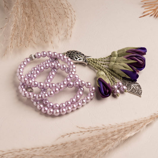 Pearl Beads / Shades of Purple Tulips