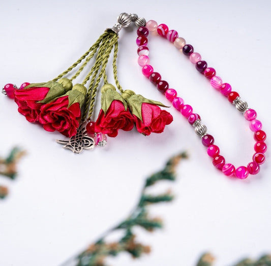 Natural Stones/ Fuchsia Flowers