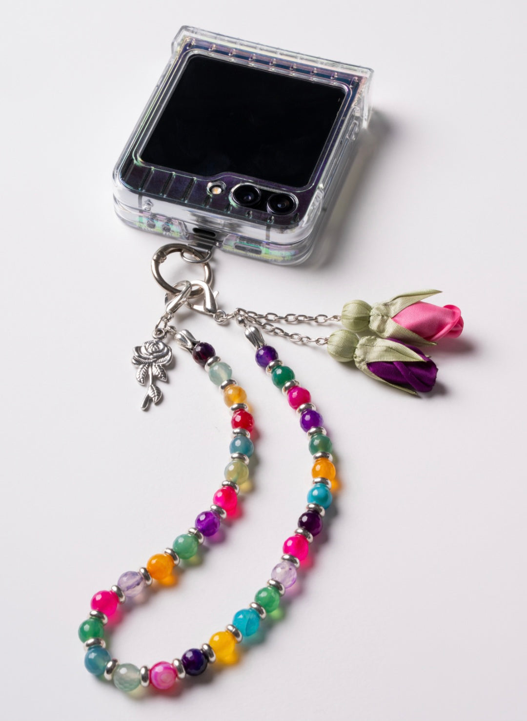 NEW - Artisan Floral Beaded Phone Charm