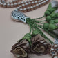 Pearl Beads / Bicolored Caramel & Beige Flowers