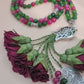 Jade Natural Stones/ Dark Fuschia Flowers [اليشم]