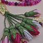 Agate Natural Stones / Fuchsia Tulips with GOLD accents [عقيق]