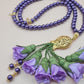 Pearl Beads / Lavender Flowers