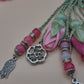 Agate Natural Stones/ Shades of Pink Tulips with SILVER accents [عقيق]