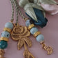 Agate Natural Stones/ Multicolor Tulips with GOLD accents [عقيق]