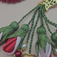 Pearl Beads / Ombre Red & Light Pink Tulips