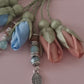 Agate Natural Stones/ Multicolor Tulips with SILVER accents [عقيق]